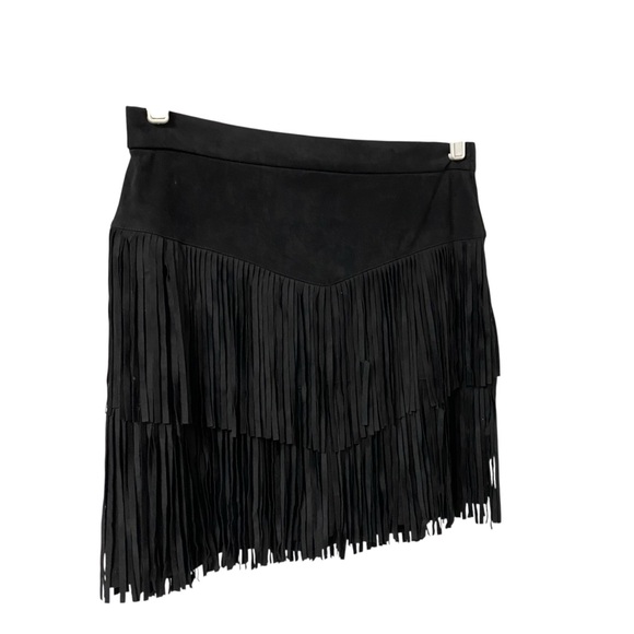 Francesca’s black suede western fringe skirt festival boho country size large - Picture 3 of 9